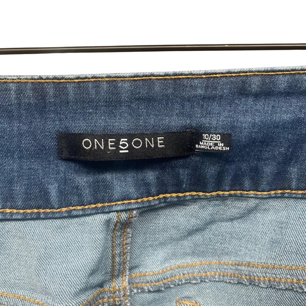 One5One Denim Shorts Women 10/30 Blue Excellent Mid Rise Double Button Utility - Picture 5 of 9